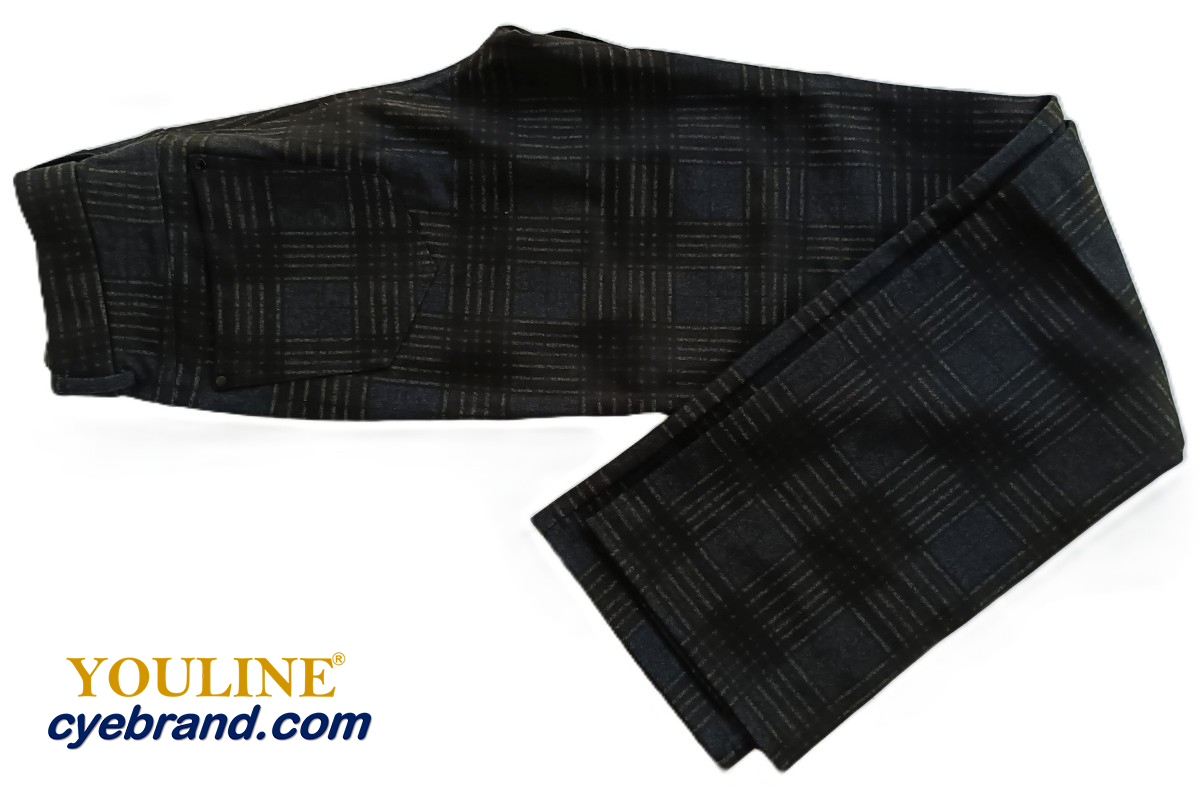 Pantalones Tejido Punto Roma Botón Estampado L555 Black 2