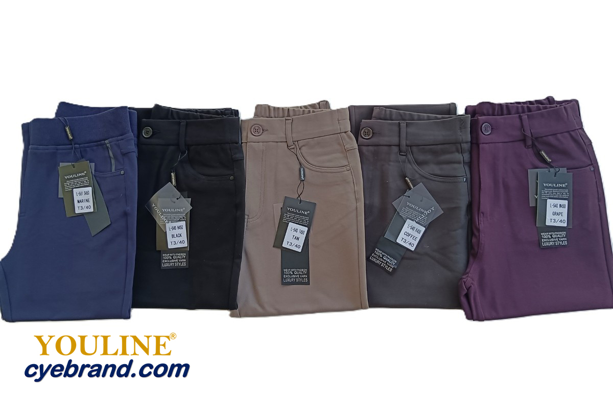 Pantalones Tejido Punto Roma Botón Liso Bodegón