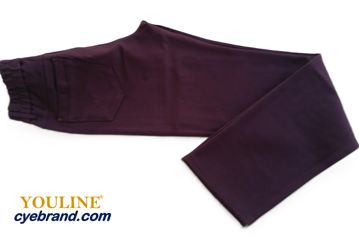 Pantalones Tejido Punto Roma Botón Liso Grape 2