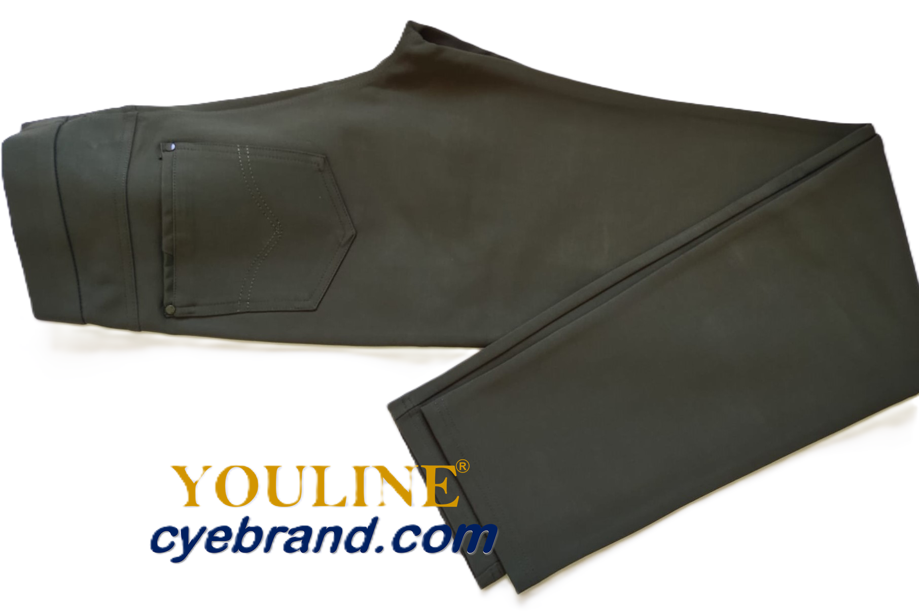 Pantalones Tejido Punto Roma Botón Liso Verde 2